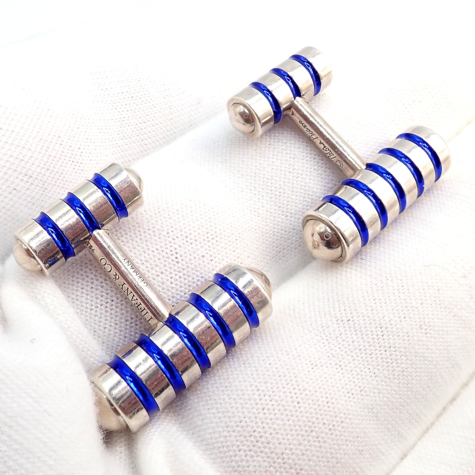 Tiffany & Co. Jewelry & Watches:Men's Jewelry:Cufflinks Tiffany & Co. Picasso Sterling Silver Cobalt Blue Enamel Cufflinks Germany