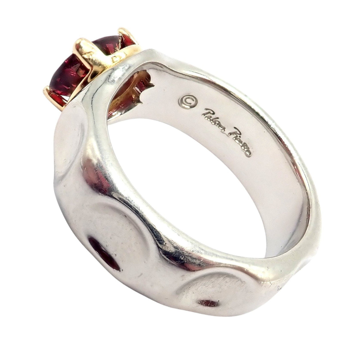Tiffany & Co. Jewelry & Watches:Vintage & Antique Jewelry:Rings Tiffany & Co. Platinum 18k Yellow Gold Picasso Pink Tourmaline Groove Ring