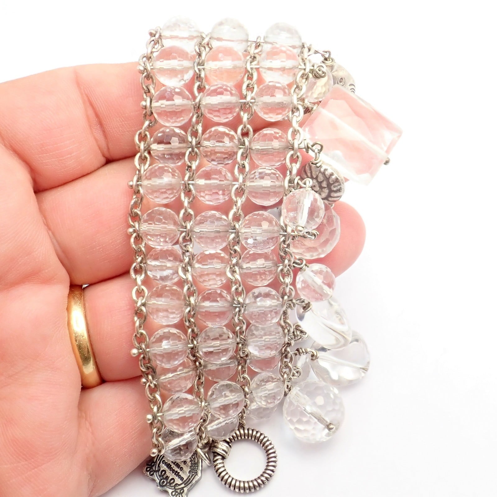 Buccellati Jewelry & Watches:Fine Jewelry:Bracelets & Charms Vintage Mario Buccellati Free Time Silver Quartz 3 Row Bead Fish Toggle Bracelet