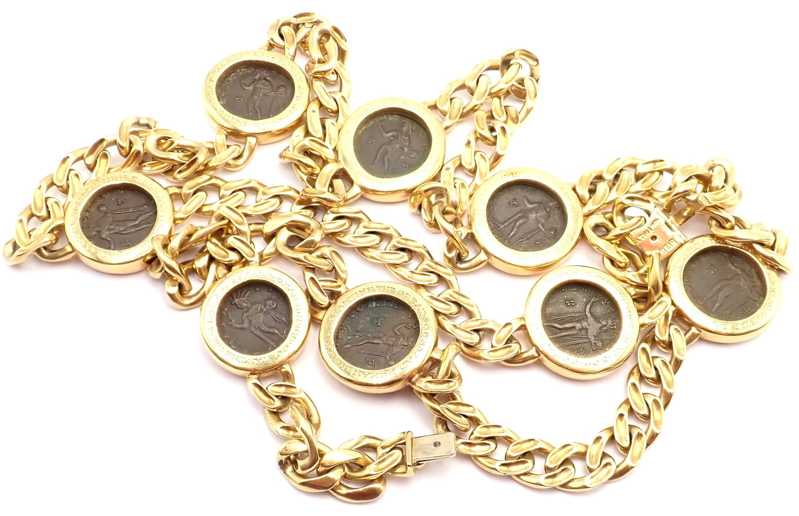 Bvlgari Jewelry & Watches:Fine Jewelry:Necklaces & Pendants Bvlgari Bulgari 18k Yellow Gold Antique 8 Coin Monete 32" Long Link Necklace