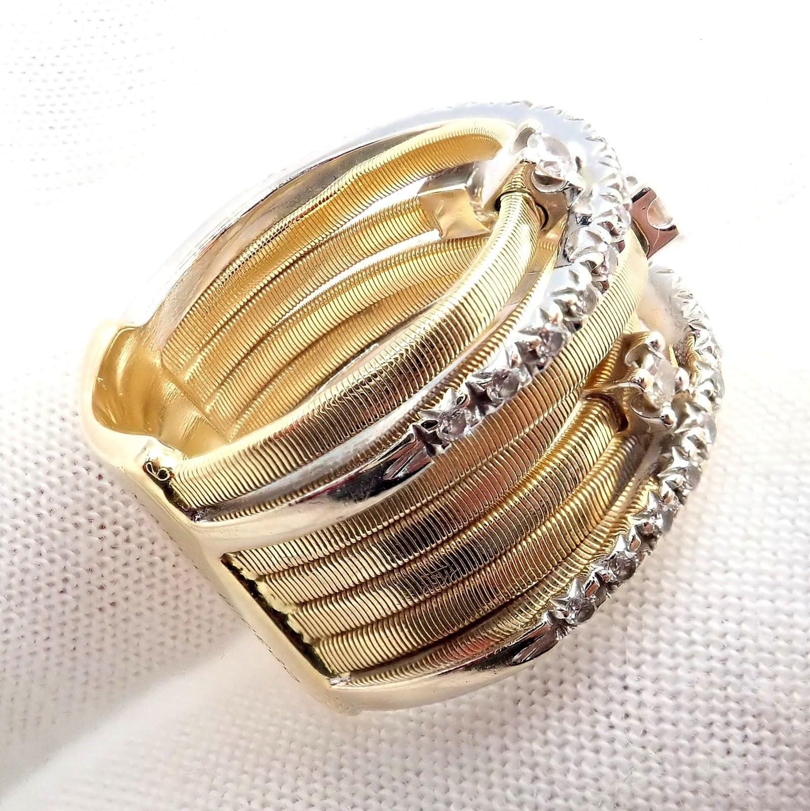 Marco Bicego Jewelry & Watches:Fine Jewelry:Rings Authentic! Marco Bicego 18k Yellow White Gold Diamond 7 Row Goa Ring sz 6.5