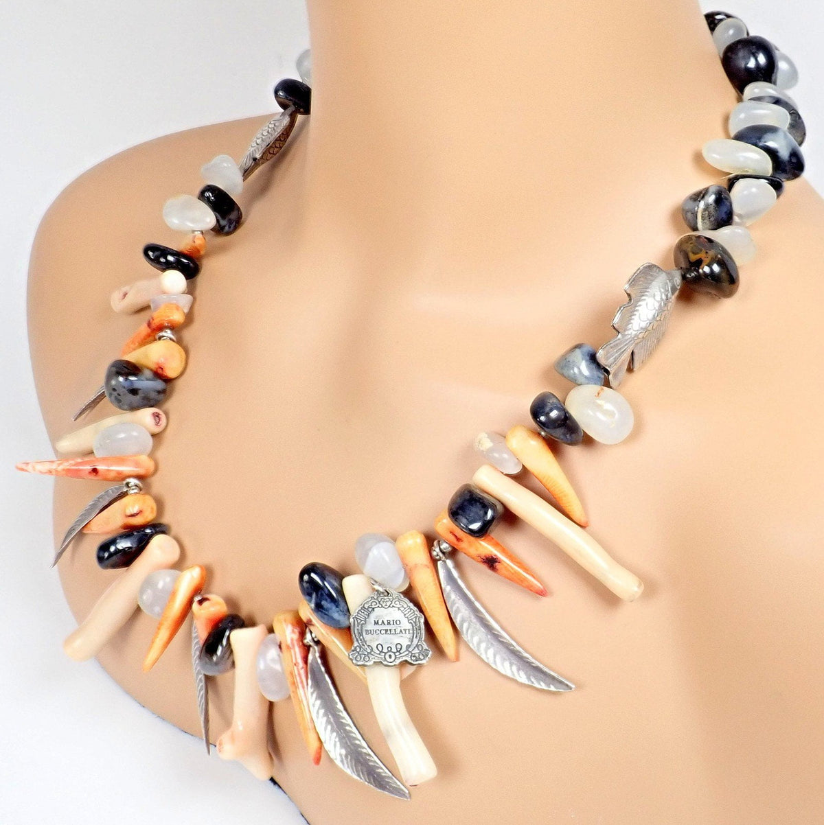 Buccellati Jewelry & Watches:Fine Jewelry:Necklaces & Pendants Rare! Mario Buccellati Free Time Silver Large Flying Fish Feather Coral Necklace