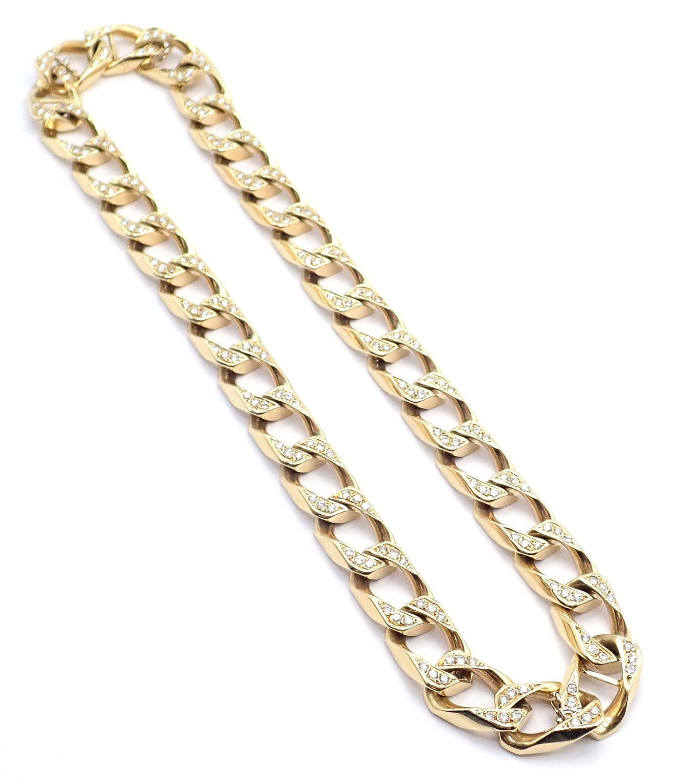 Authentic! Bvlgari Bulgari 18k Yellow Gold Diamond Two Link Bracelets Necklace | Fortrove