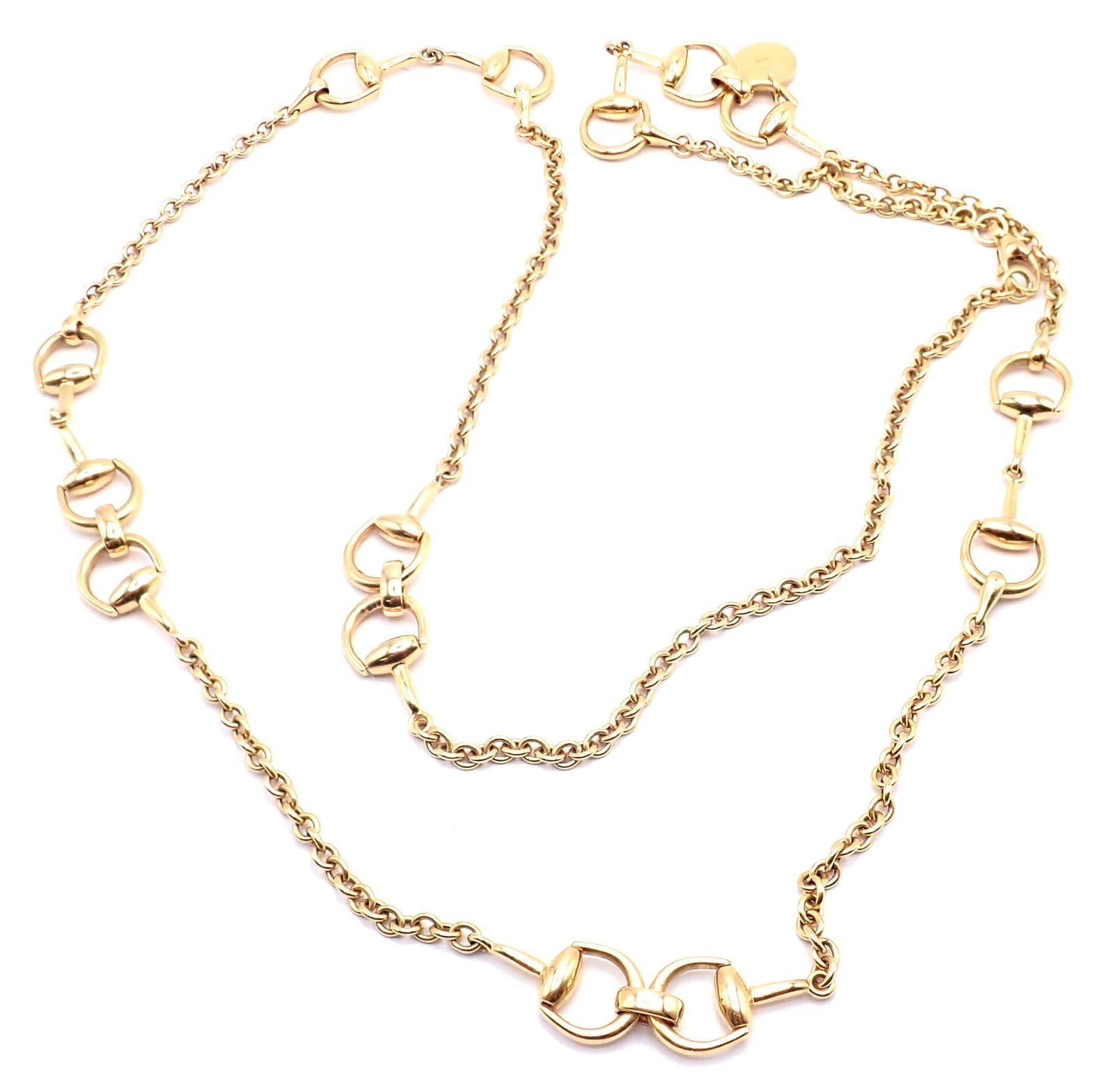 Gucci Jewelry & Watches:Fine Jewelry:Necklaces & Pendants Authentic! Gucci Equestrian 18k Yellow Gold 36" Long Horsebit Link Necklace