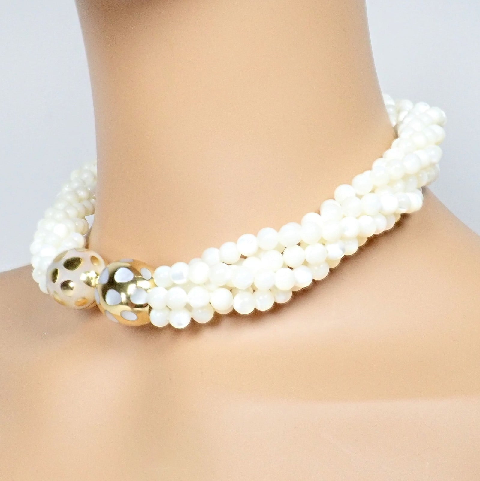 Tiffany & Co. Jewelry & Watches:Fine Jewelry:Necklaces & Pendants Tiffany & Co Cummings 18k Gold Mother Of Pearl Bead Positive Torsade Necklace