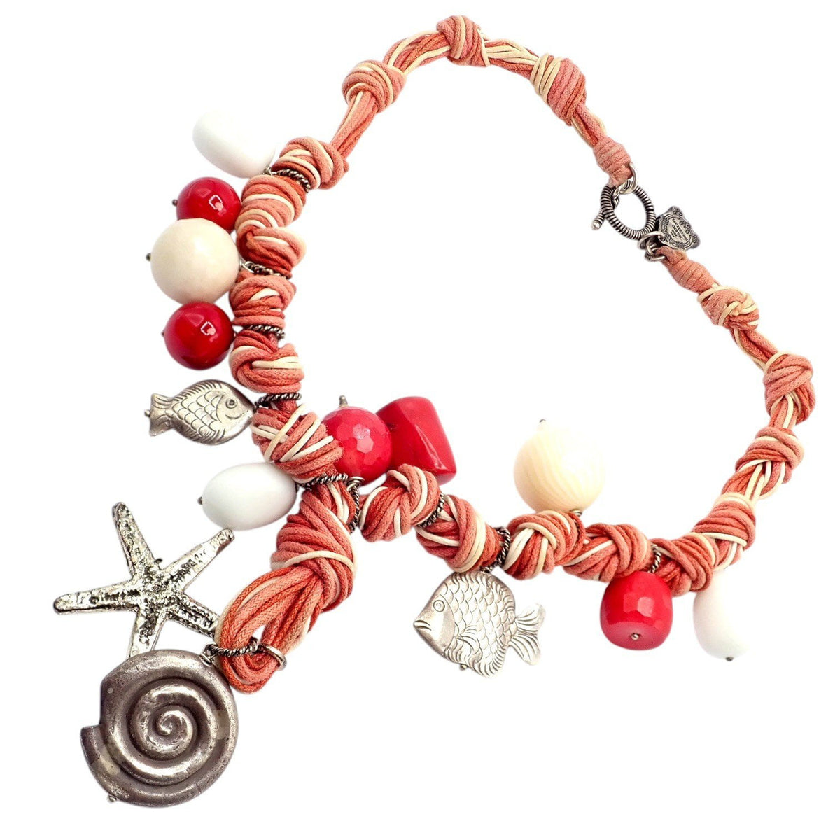 Buccellati Jewelry & Watches:Fine Jewelry:Necklaces & Pendants Rare! Vintage Mario Buccellati Free Time Silver Large Red Coral Fish Necklace