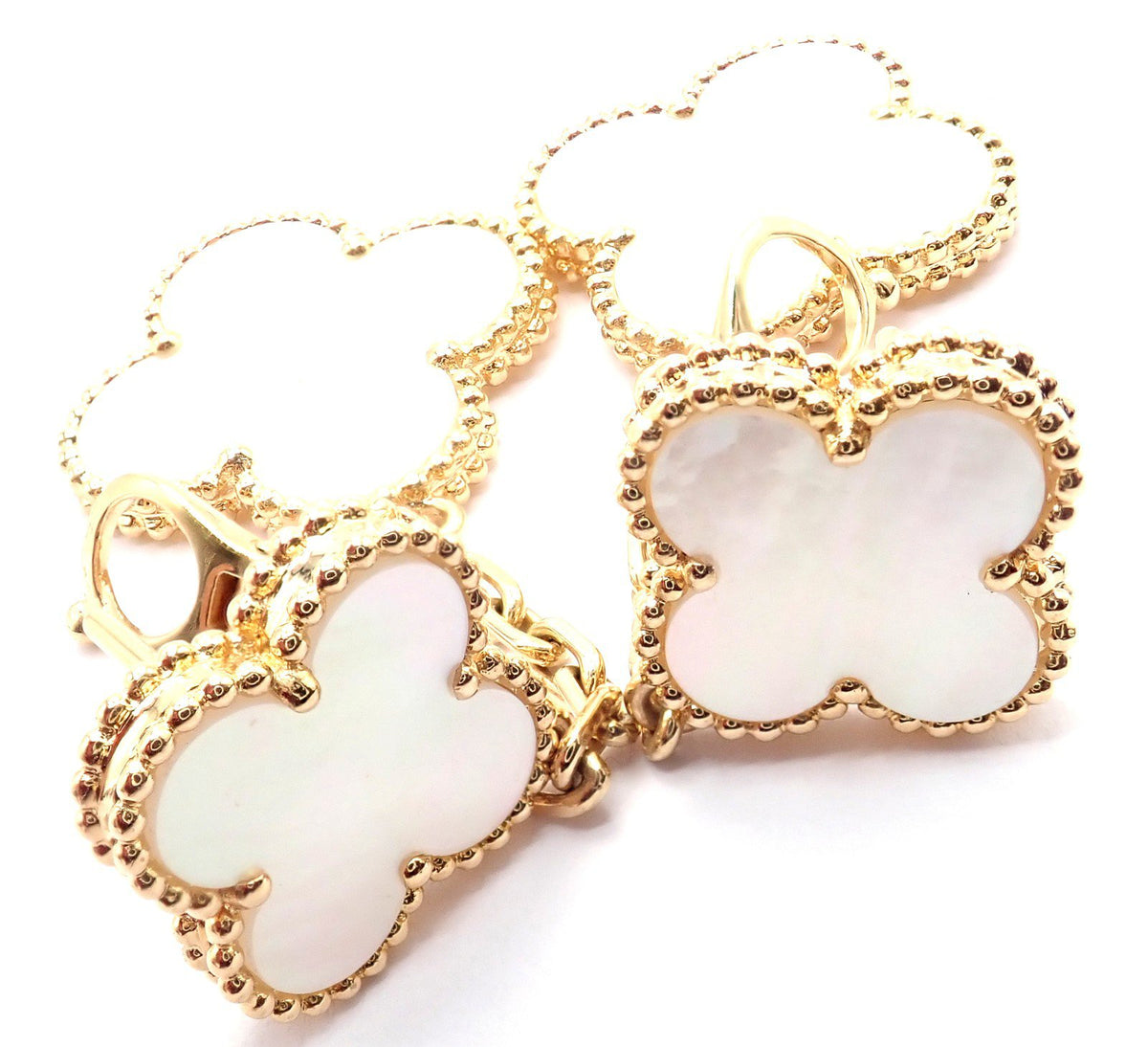 Van Cleef & Arpels Jewelry & Watches:Fine Jewelry:Earrings Van Cleef & Arpels 18k Yellow Gold Magic Alhambra Mother Of Pearl Earrings Paper