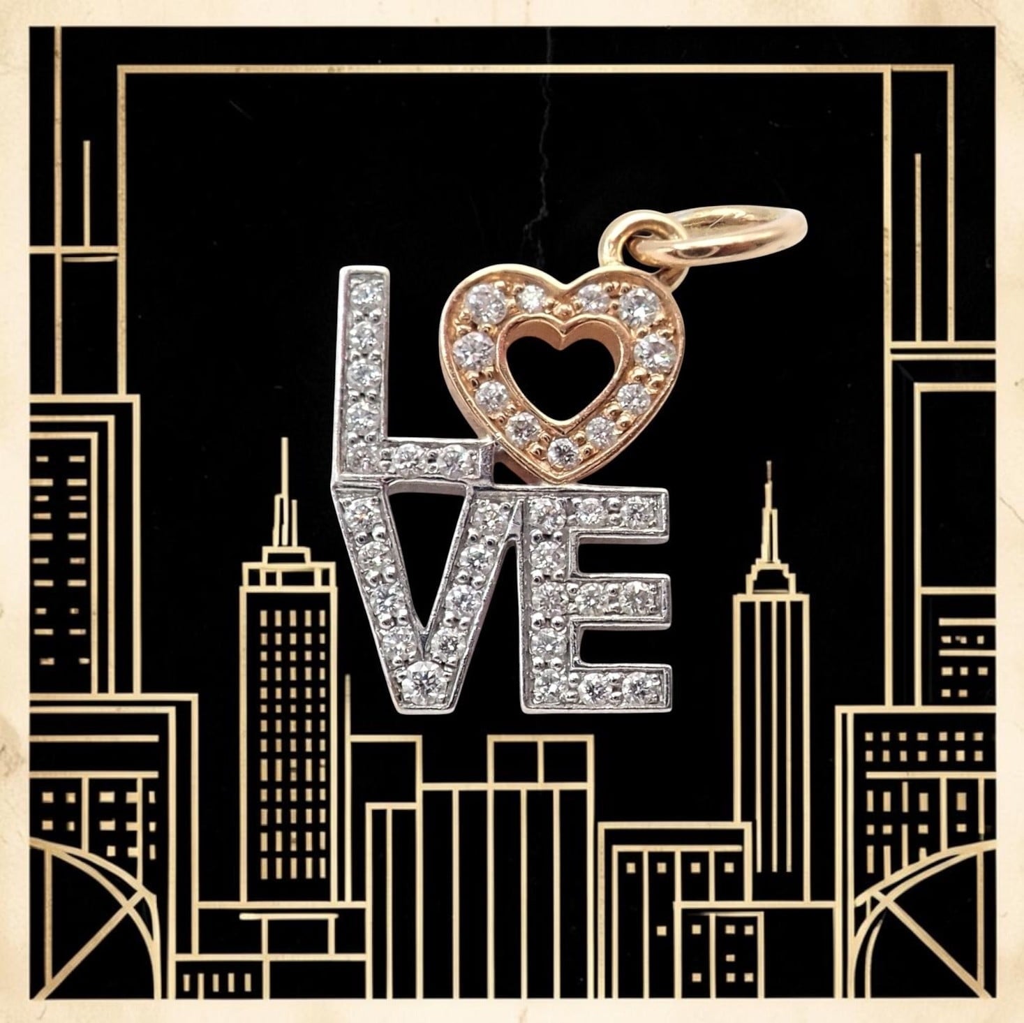 Tiffany & Co. Jewelry & Watches:Fine Jewelry:Necklaces & Pendants Tiffany & Co. 18k Yellow + White Gold LOVE Philadelphia Diamond Pendant Charm