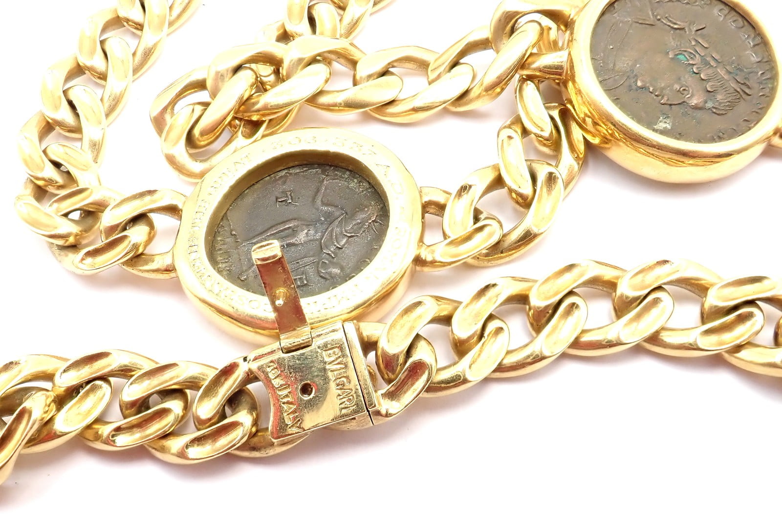 Bvlgari Jewelry & Watches:Fine Jewelry:Necklaces & Pendants Bvlgari Bulgari 18k Yellow Gold Antique 8 Coin Monete 32" Long Link Necklace