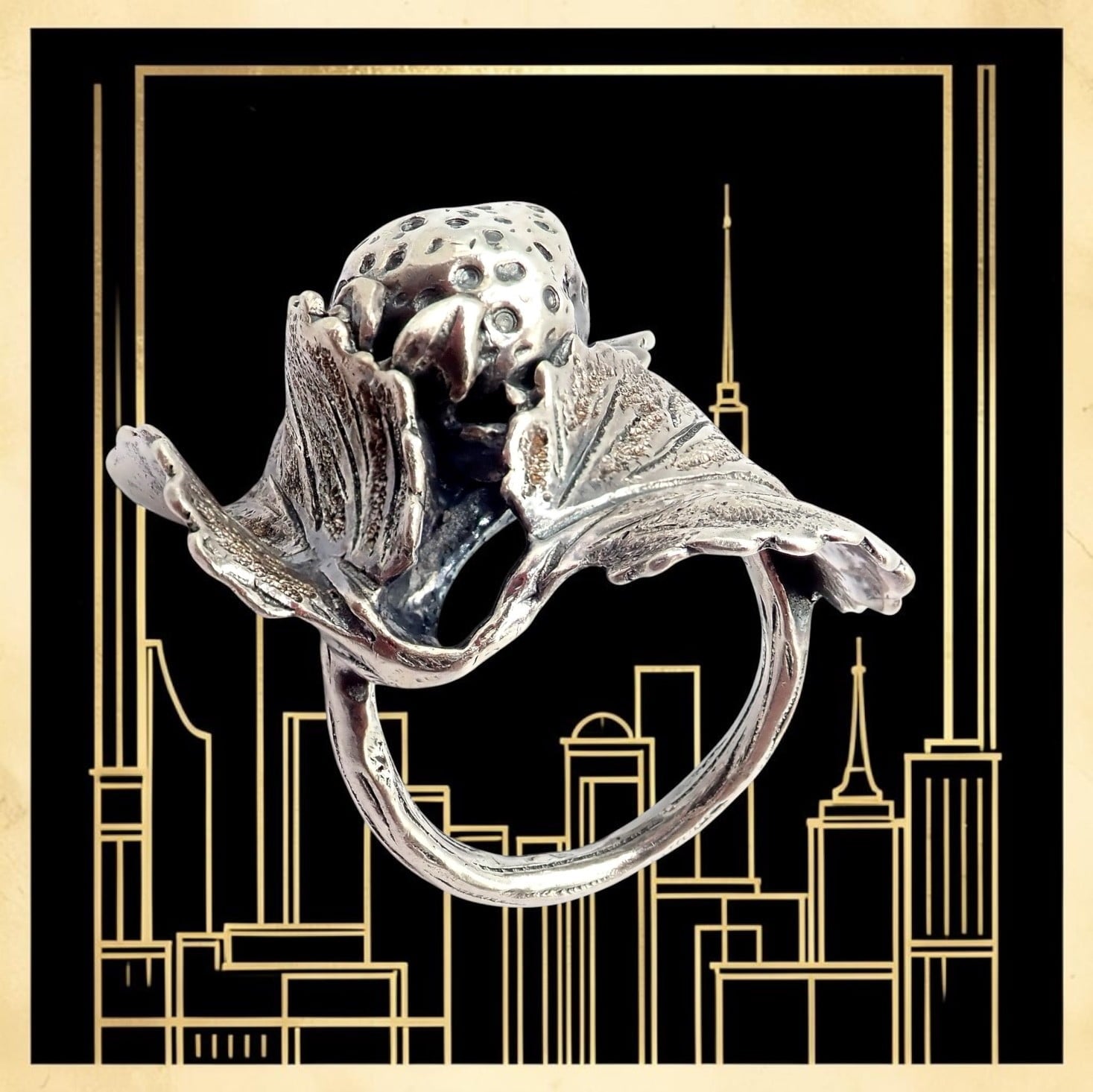 Buccellati Jewelry & Watches:Fine Jewelry:Rings Rare! Vintage Mario Buccellati Silver Strawberry Leaf Branch Ring Sz 7