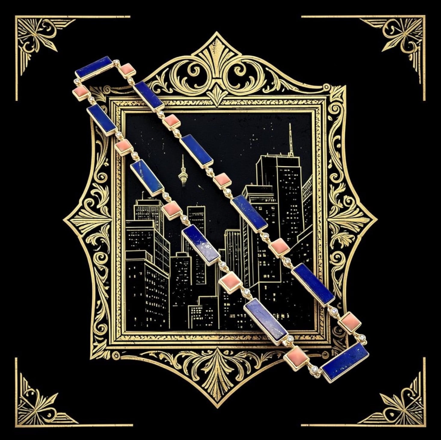 Bvlgari Jewelry & Watches:Fine Jewelry:Necklaces & Pendants Rare! Vintage Bvlgari Bulgari 18k Yellow Gold Diamond Coral Lapis Chain Necklace