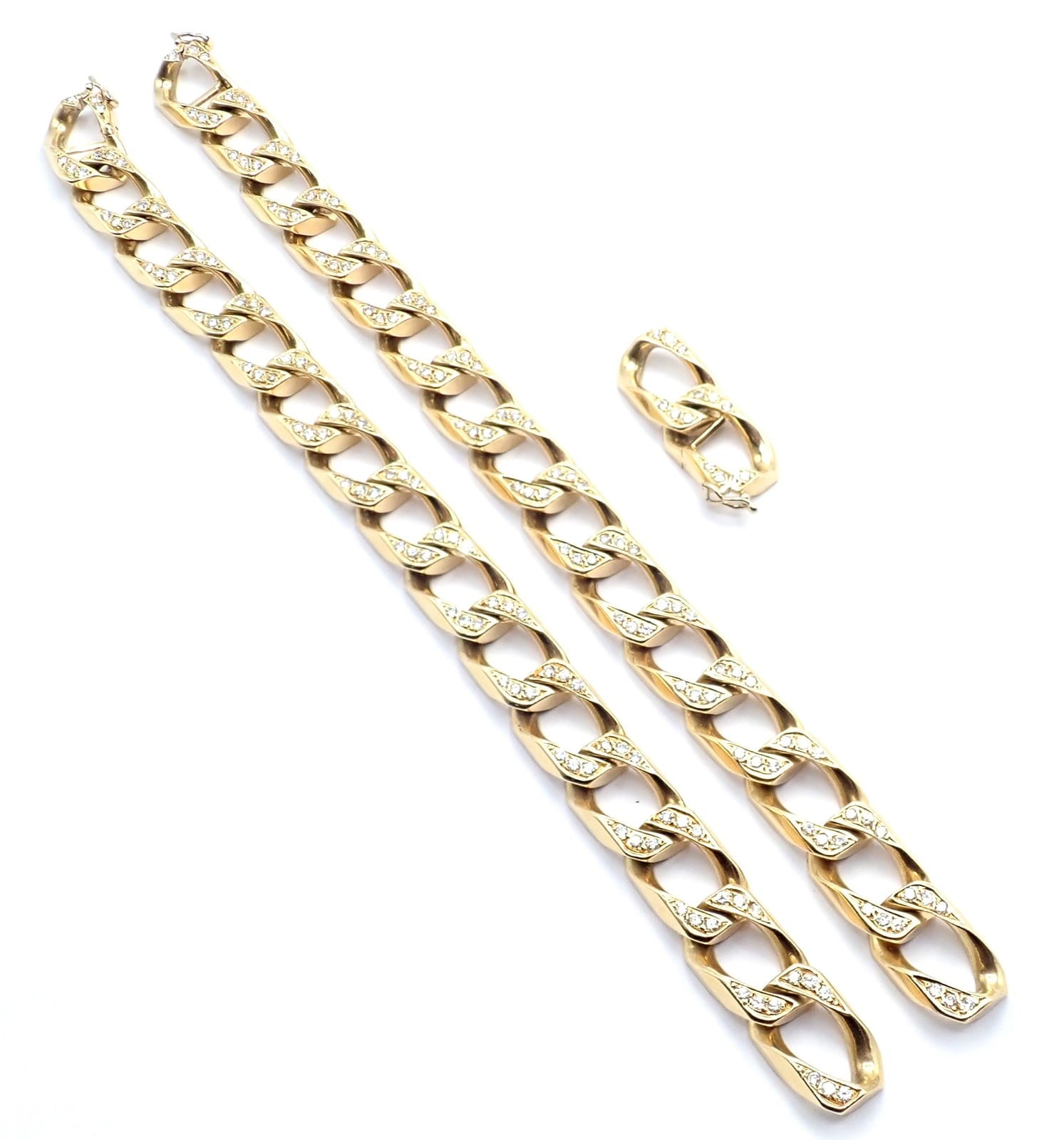 Bvlgari Jewelry & Watches:Fine Jewelry:Necklaces & Pendants Authentic! Bvlgari Bulgari 18k Yellow Gold Diamond Two Link Bracelets Necklace