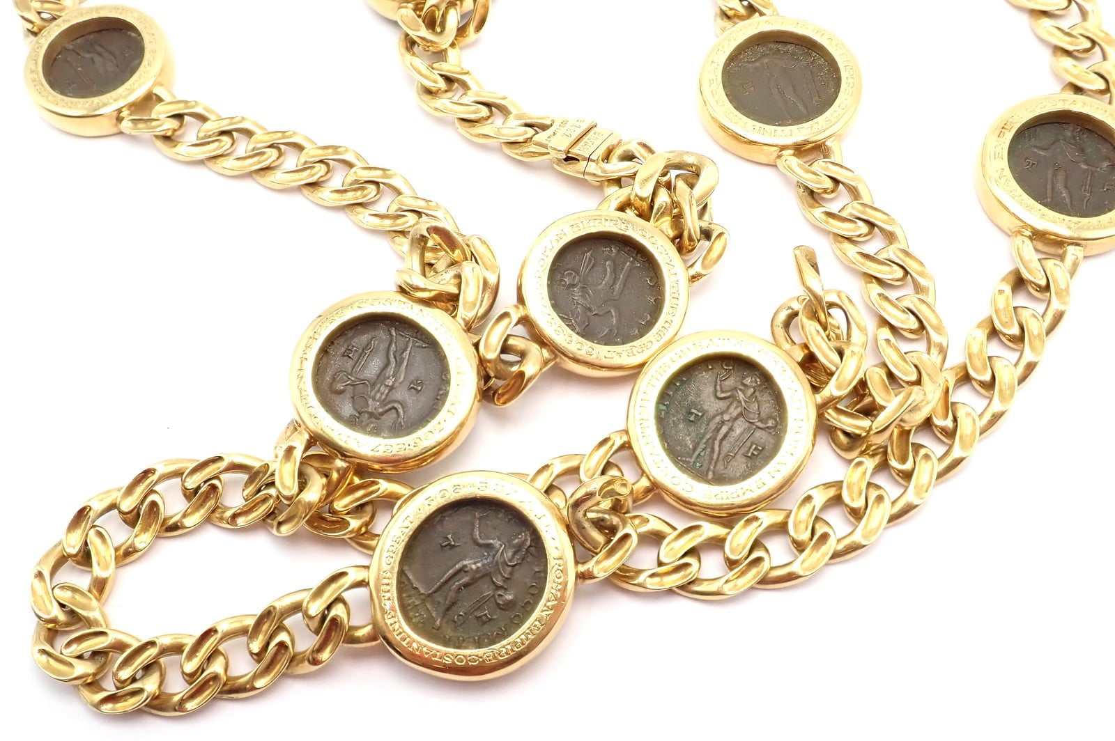 Bvlgari Jewelry & Watches:Fine Jewelry:Necklaces & Pendants Bvlgari Bulgari 18k Yellow Gold Antique 8 Coin Monete 32" Long Link Necklace