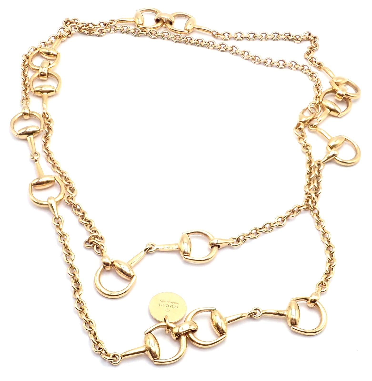 Gucci Jewelry & Watches:Fine Jewelry:Necklaces & Pendants Authentic! Gucci Equestrian 18k Yellow Gold 36" Long Horsebit Link Necklace