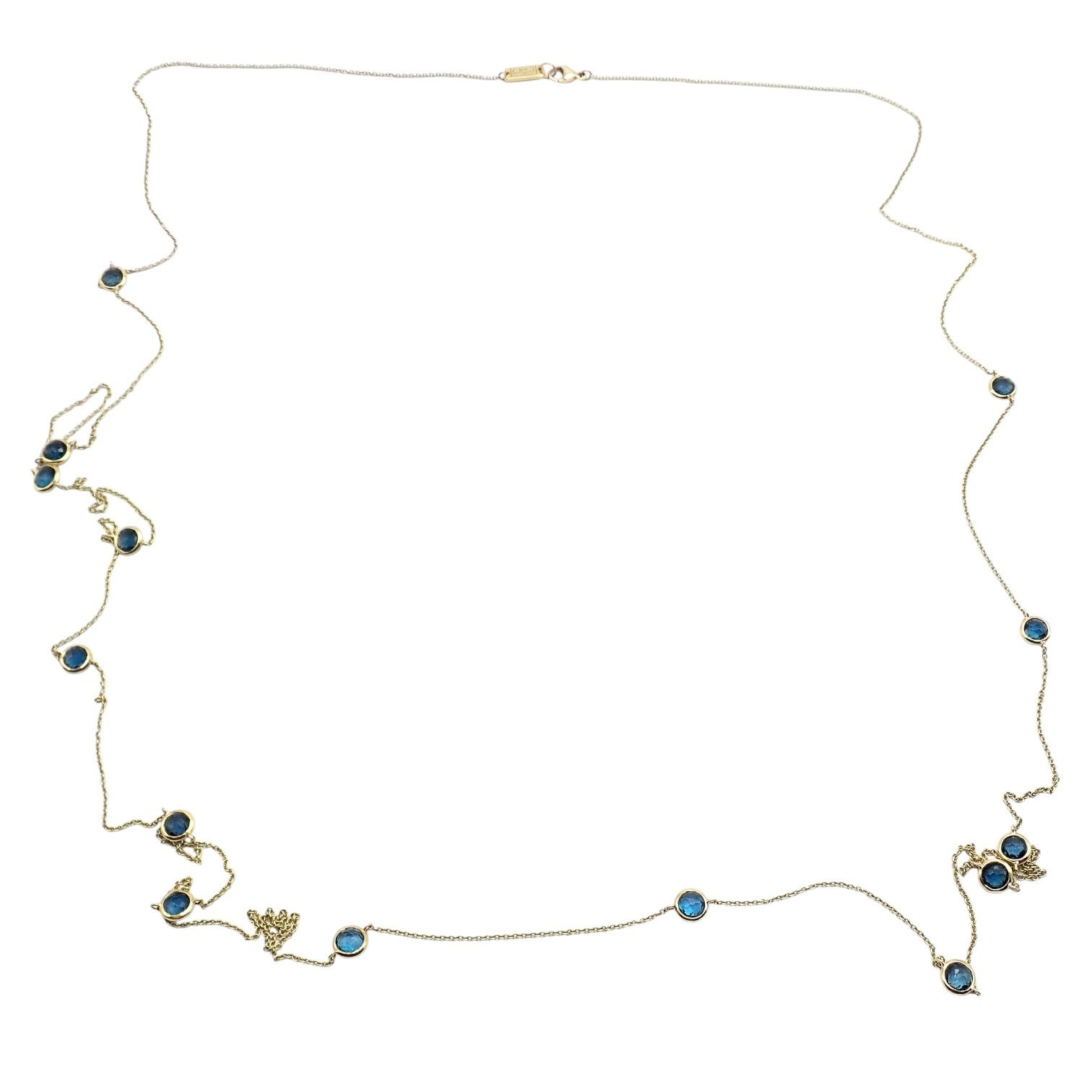 Ippolita 18k Yellow Gold 14 Station Blue Sapphire 48" Long Lollipop Necklace | Fortrove