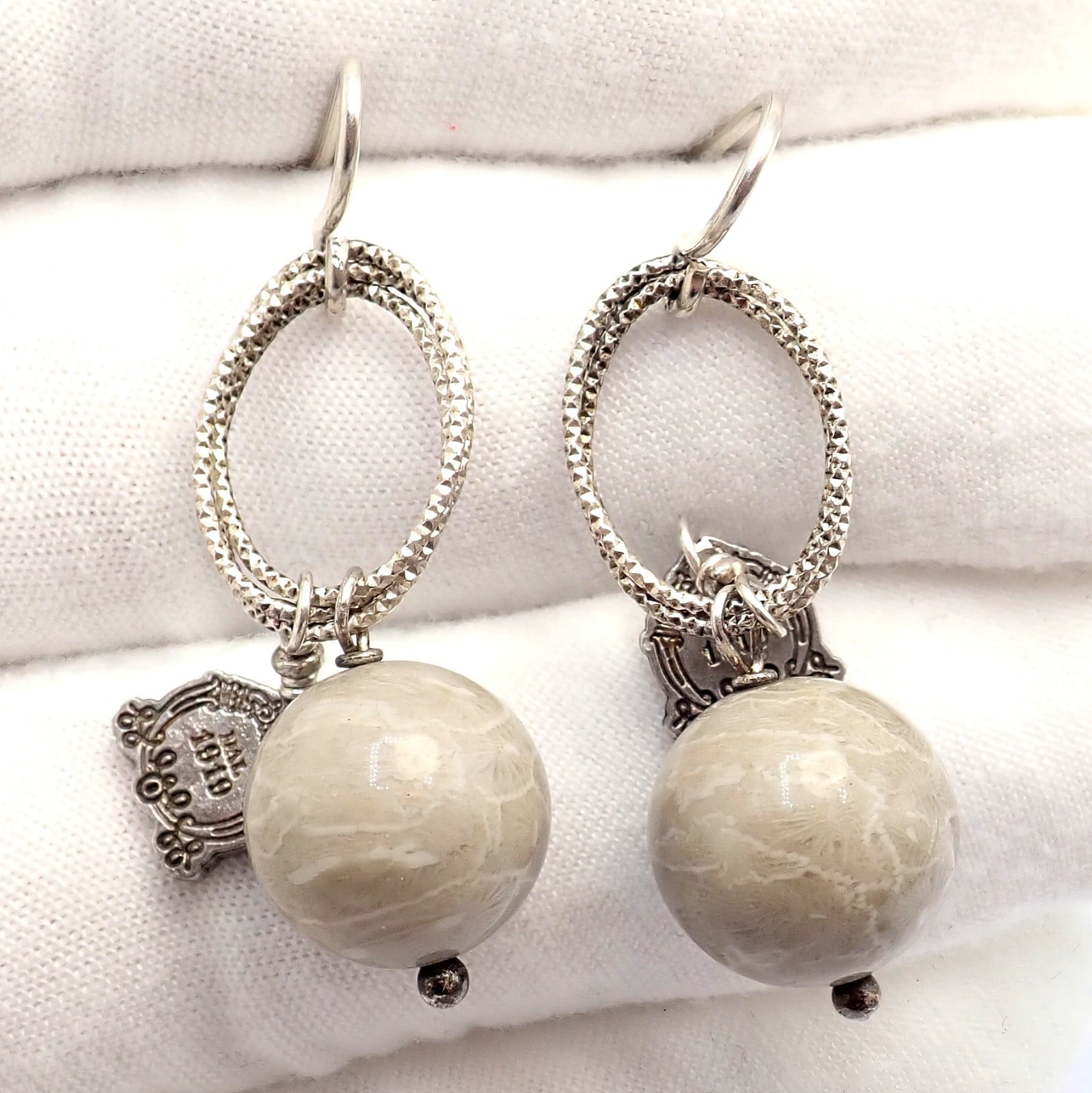 Buccellati Jewelry & Watches:Fine Jewelry:Earrings Rare! Mario Buccellati Free Time Silver Oval River Stone Earrings