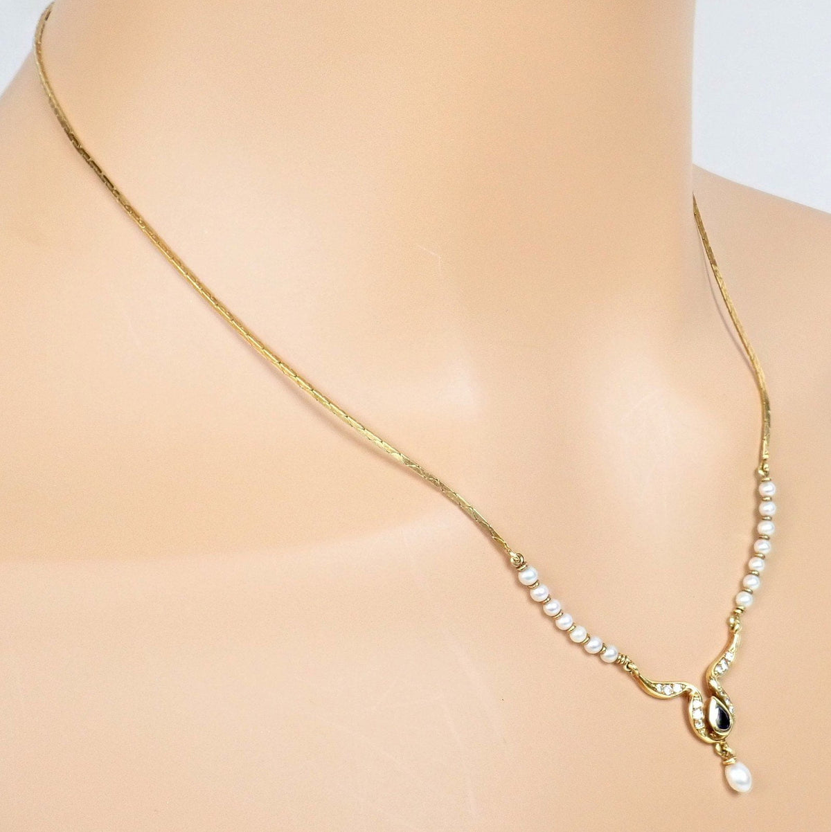 H. Stern Jewelry & Watches:Fine Jewelry:Necklaces & Pendants Rare Authentic H. Stern 18k Yellow Gold Diamond Sapphire Teardrop Pearl Necklace