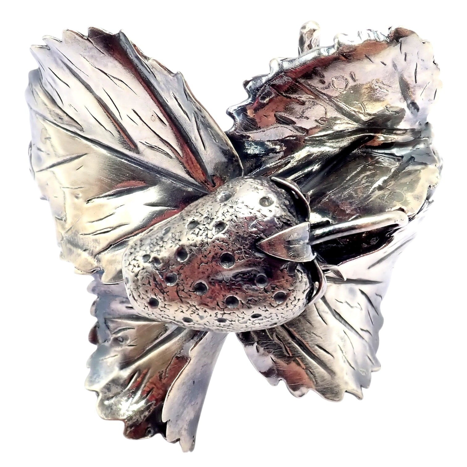 Buccellati Jewelry & Watches:Fine Jewelry:Bracelets & Charms Rare! Vintage Mario Buccellati Silver Strawberry Leaf Branch Cuff Bracelet