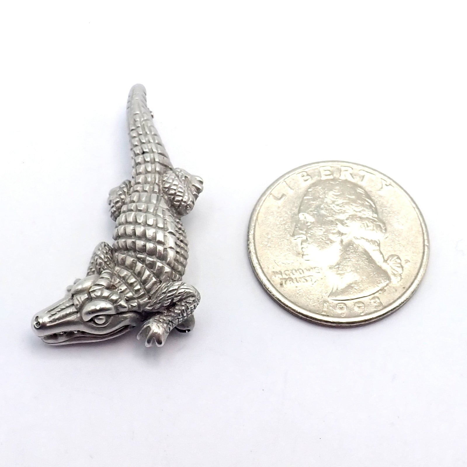 Rare! Vintage Kieselstein Cord 18k White Gold Alligator Brooch Pin 1988 | Fortrove