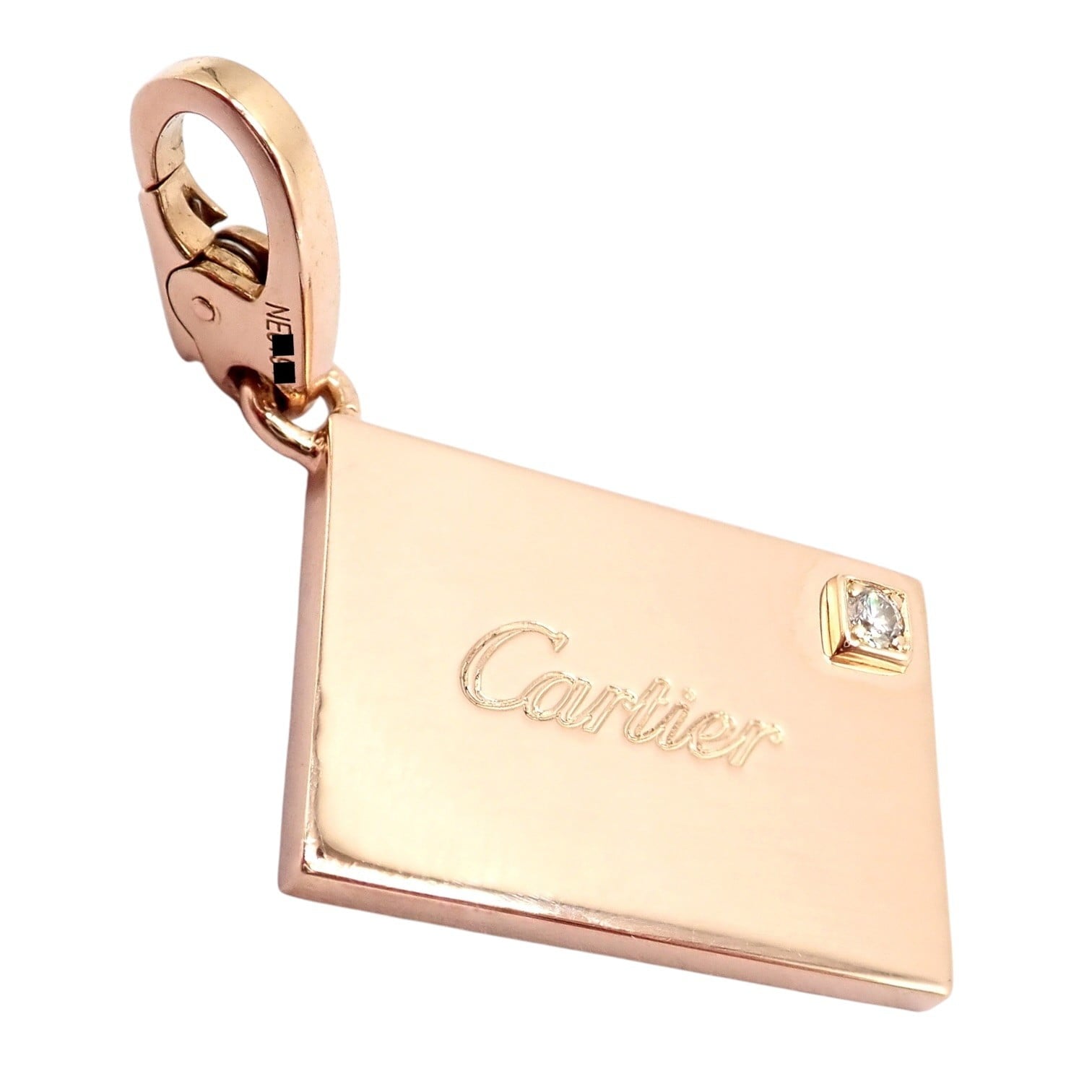 Cartier Jewelry & Watches:Fine Jewelry:Necklaces & Pendants Authentic! Cartier 18k Rose Gold Love Letter Envelope Diamond Pendant Charm