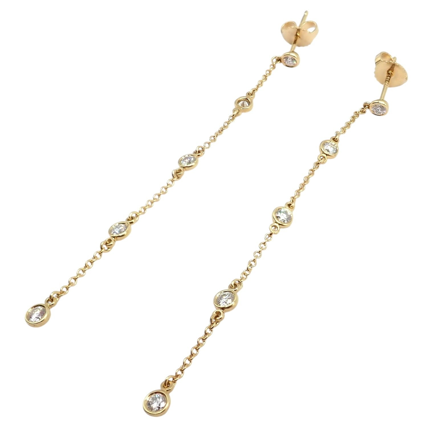 Tiffany & Co. Jewelry & Watches:Fine Jewelry:Earrings Rare! Tiffany & Co 18k Yellow Gold Peretti 10 Diamond By The Yard Drop Earrings