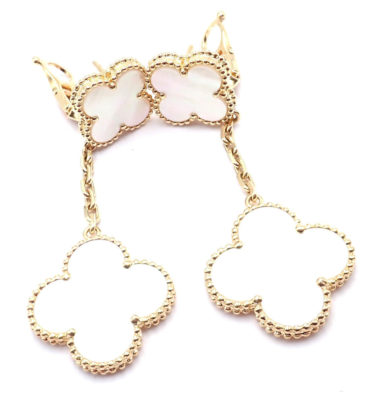 Van Cleef & Arpels Jewelry & Watches:Fine Jewelry:Earrings Van Cleef & Arpels 18k Yellow Gold Magic Alhambra Mother Of Pearl Earrings Paper