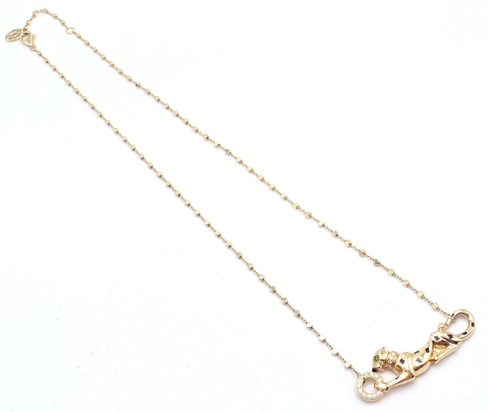 Cartier Jewelry & Watches:Fine Jewelry:Necklaces & Pendants Authentic! Cartier Panther 18k Yellow Gold Diamond Tsavorite Necklace Cert.