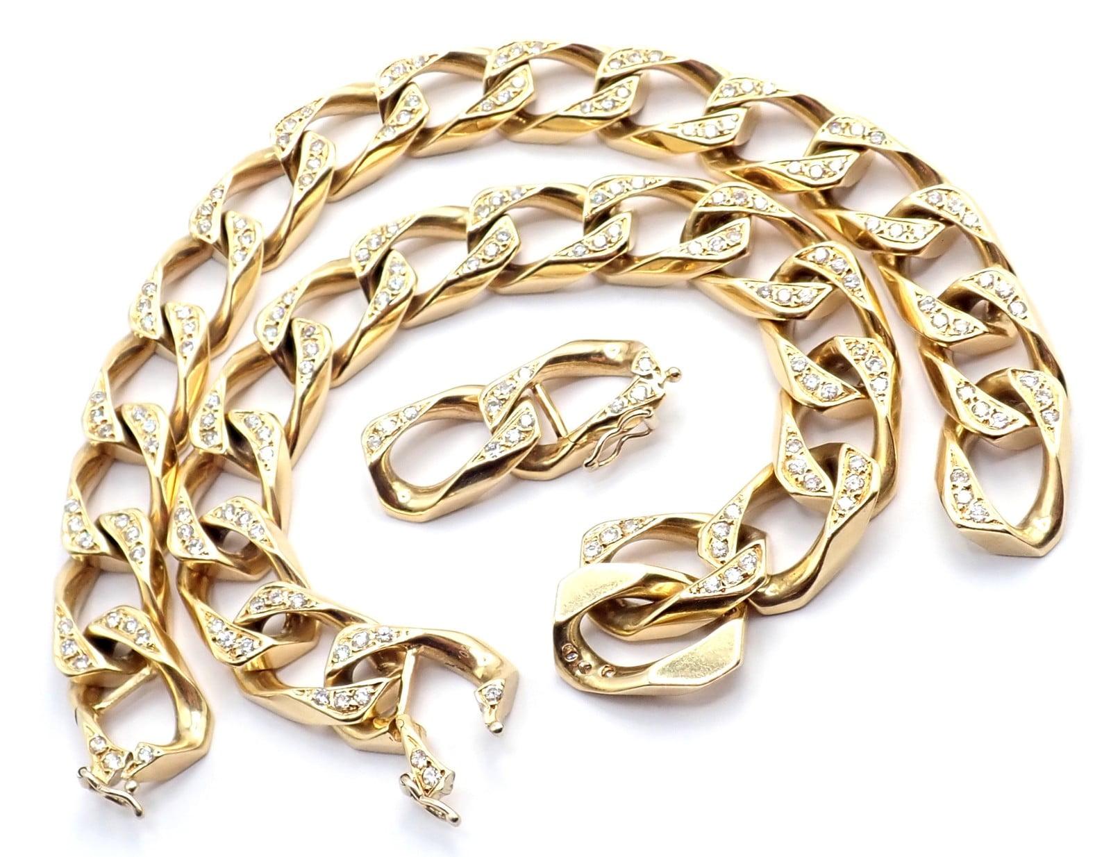Bvlgari Jewelry & Watches:Fine Jewelry:Necklaces & Pendants Authentic! Bvlgari Bulgari 18k Yellow Gold Diamond Two Link Bracelets Necklace