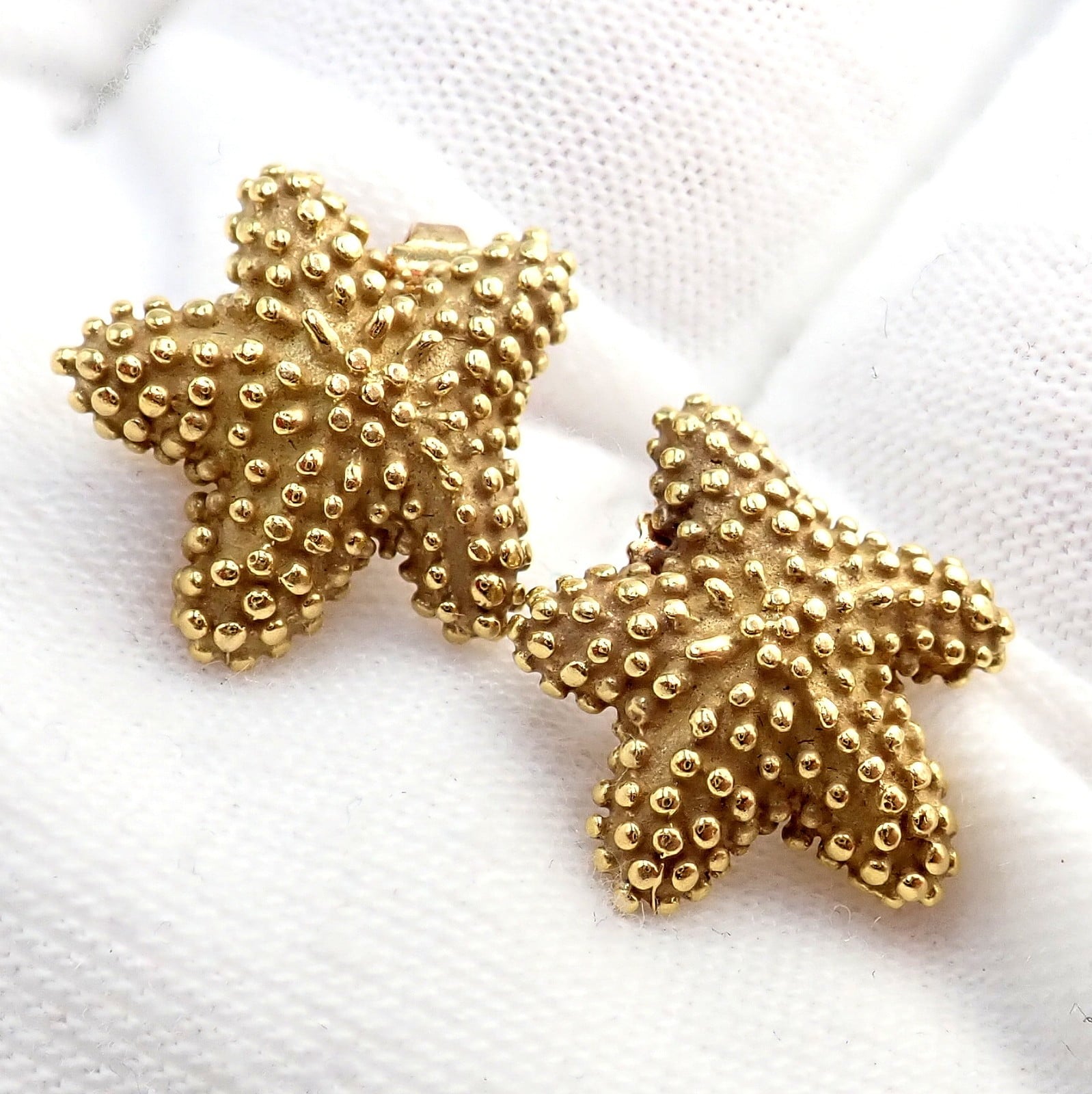 Tiffany & Co. Jewelry & Watches:Fine Jewelry:Earrings Rare! Vintage Tiffany & Co 18k Yellow Gold Bumpy Starfish Stud Earrings