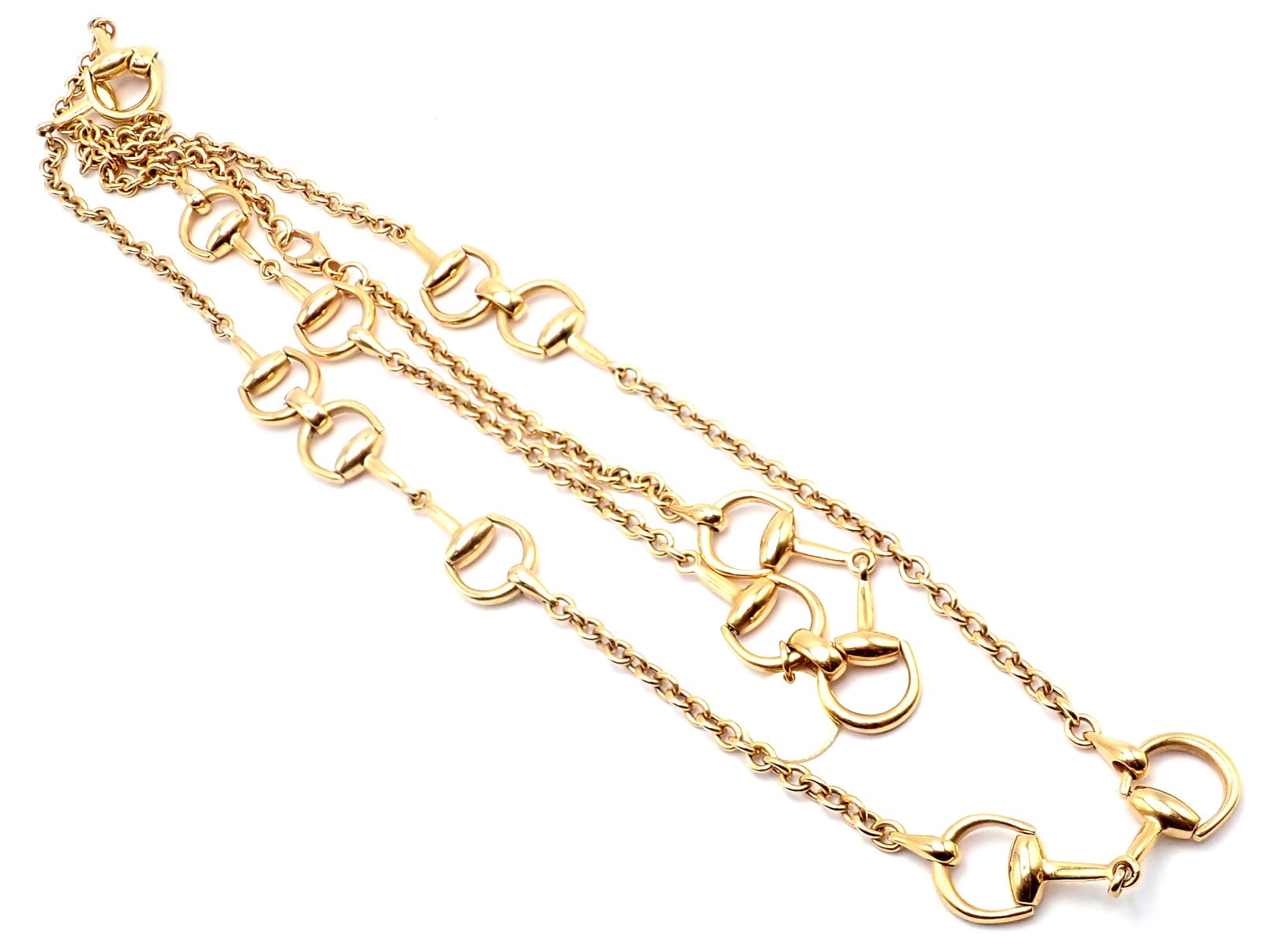Gucci Jewelry & Watches:Fine Jewelry:Necklaces & Pendants Authentic! Gucci Equestrian 18k Yellow Gold 36" Long Horsebit Link Necklace
