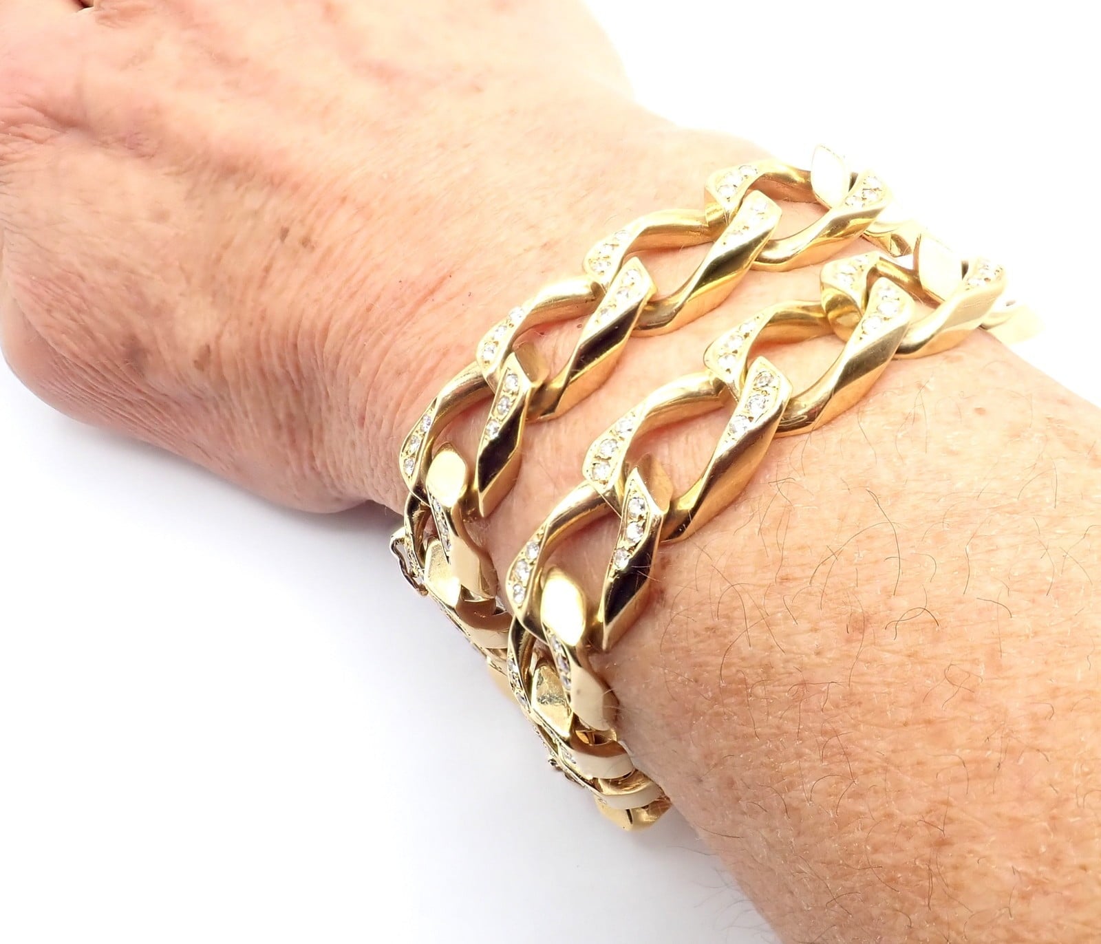 Bvlgari Jewelry & Watches:Fine Jewelry:Necklaces & Pendants Authentic! Bvlgari Bulgari 18k Yellow Gold Diamond Two Link Bracelets Necklace