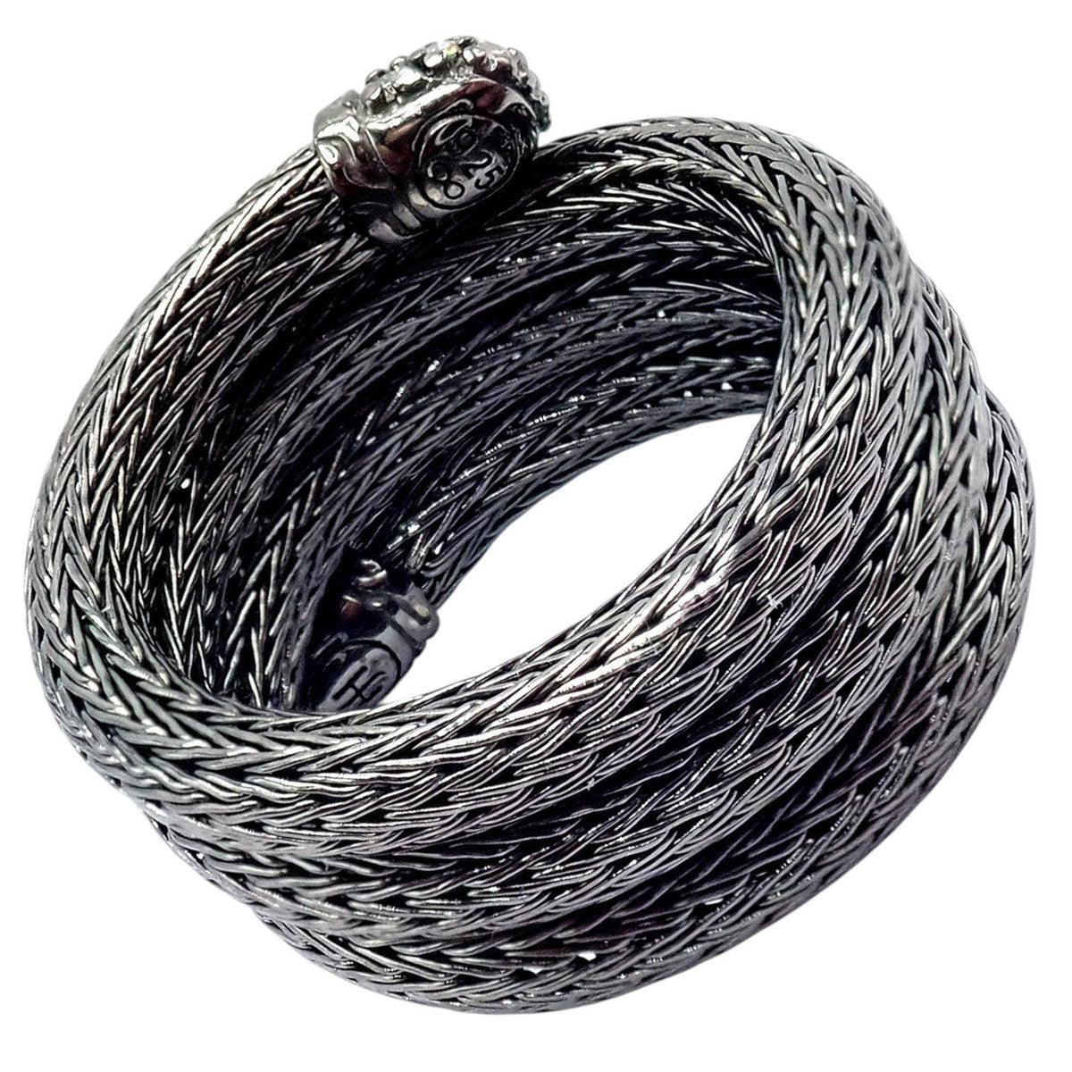 John Hardy Jewelry & Watches:Fine Jewelry:Rings John Hardy JH Silver Blackened Sterling Silver Diamond Coil Ring sz 6