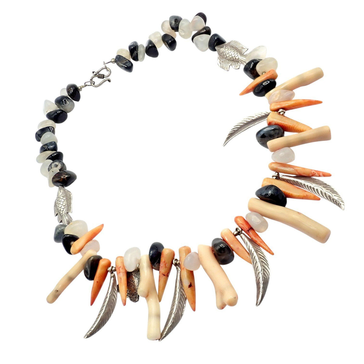Buccellati Jewelry & Watches:Fine Jewelry:Necklaces & Pendants Rare! Mario Buccellati Free Time Silver Large Flying Fish Feather Coral Necklace