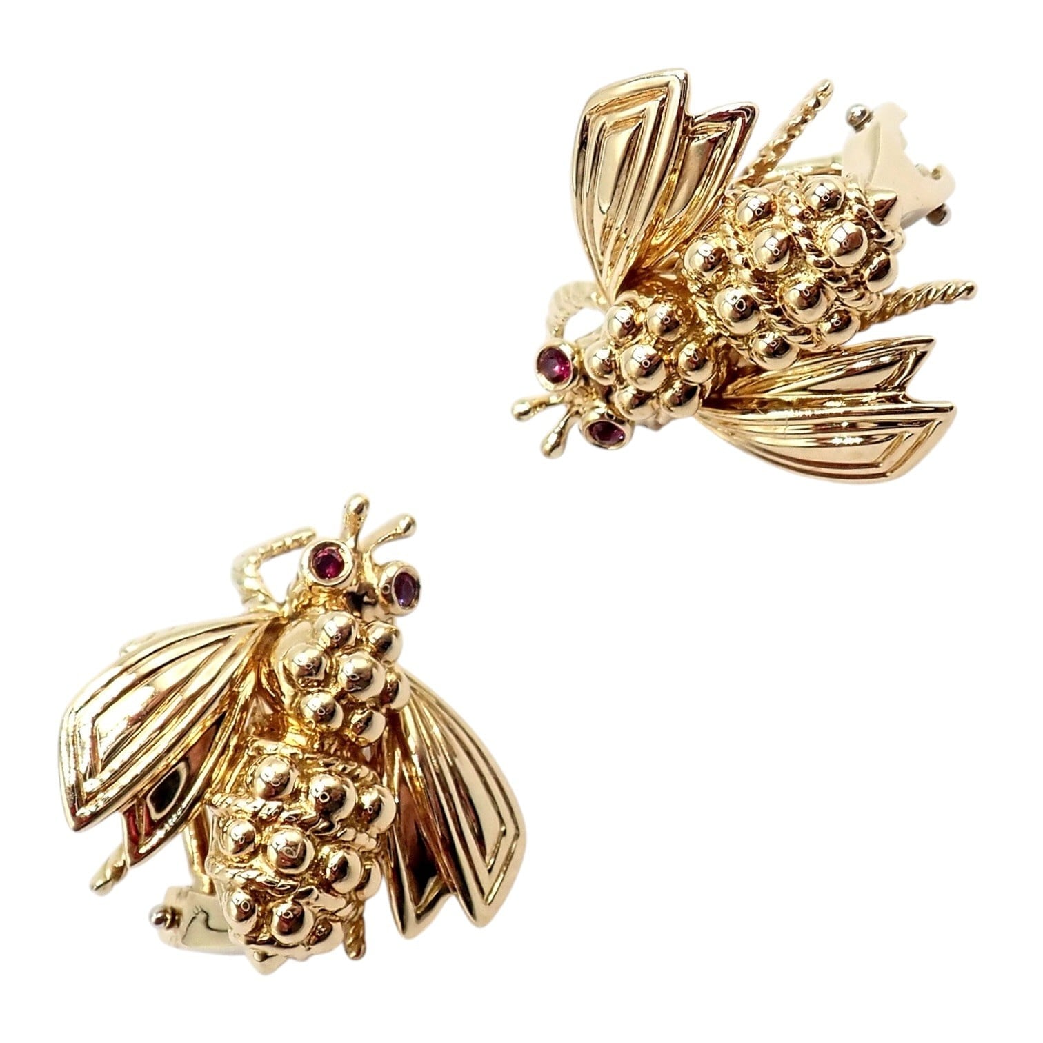 Tiffany & Co. Jewelry & Watches:Fine Jewelry:Earrings Rare! Vintage Tiffany & Co 18k Yellow Gold Ruby Bee Insect Earrings