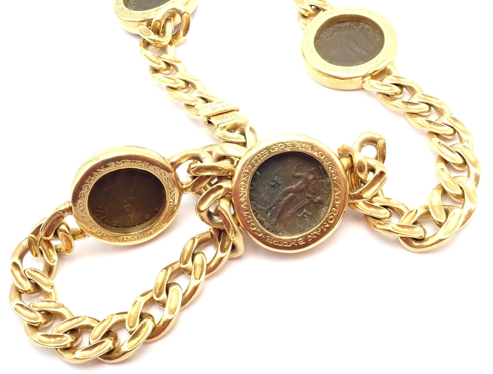 Bvlgari Jewelry & Watches:Fine Jewelry:Necklaces & Pendants Bvlgari Bulgari 18k Yellow Gold Antique 8 Coin Monete 32" Long Link Necklace