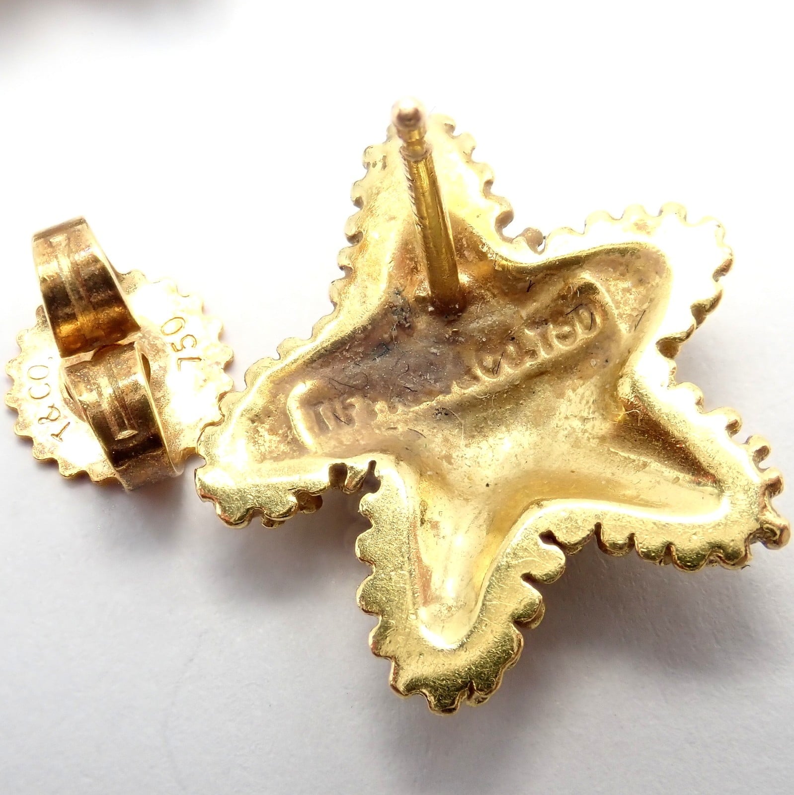 Tiffany & Co. Jewelry & Watches:Fine Jewelry:Earrings Rare! Vintage Tiffany & Co 18k Yellow Gold Bumpy Starfish Stud Earrings