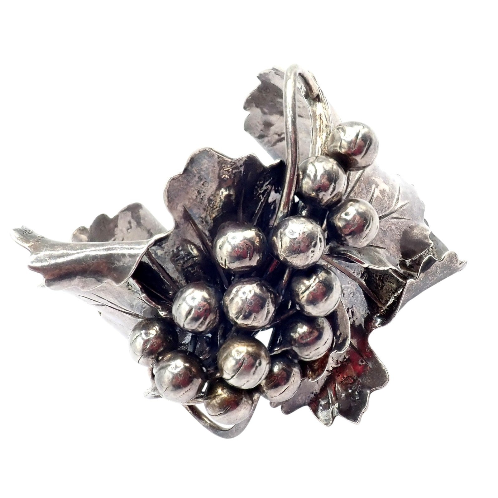 Rare! Vintage Mario Buccellati Silver Berry Leaf Branch Wide Cuff Bracelet | Fortrove