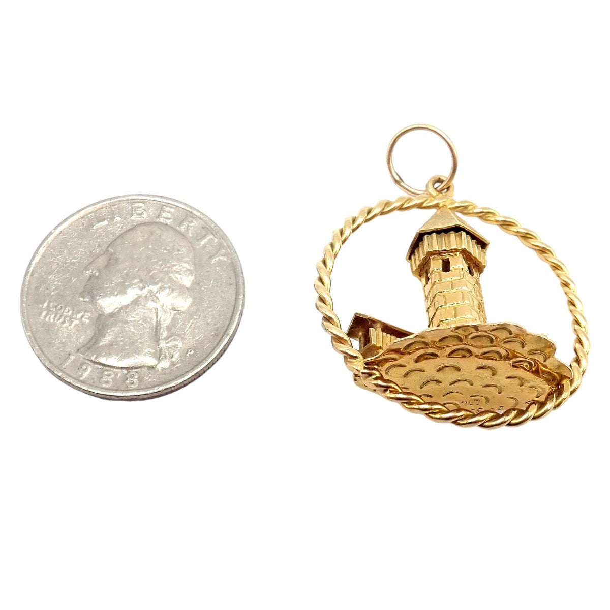 Gubelin Jewelry & Watches:Fine Jewelry:Bracelets & Charms Rare! Vintage Gubelin 18k Yellow Gold Wooden Chapel Bridge Tower Charm Pendant