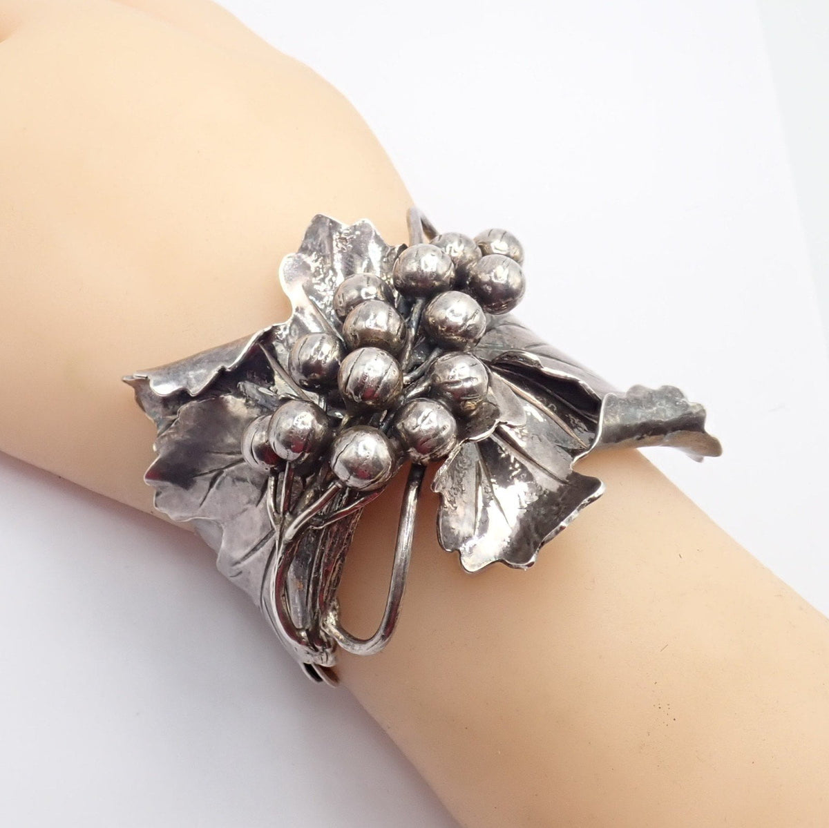 Buccellati Jewelry & Watches:Fine Jewelry:Bracelets & Charms Rare! Vintage Mario Buccellati Silver Berry Leaf Branch Wide Cuff Bracelet
