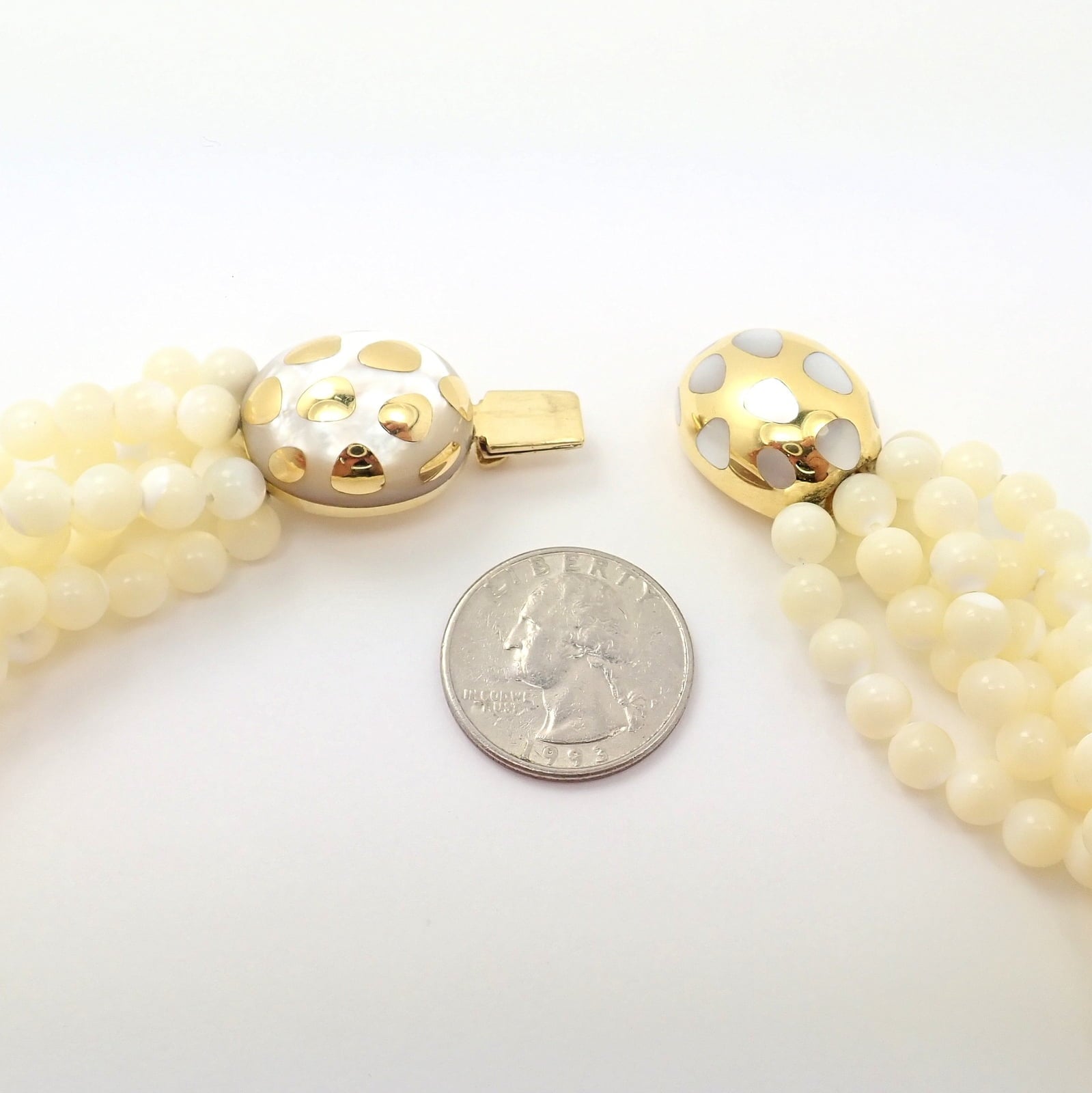 Tiffany & Co. Jewelry & Watches:Fine Jewelry:Necklaces & Pendants Tiffany & Co Cummings 18k Gold Mother Of Pearl Bead Torsade Inlaid Necklace