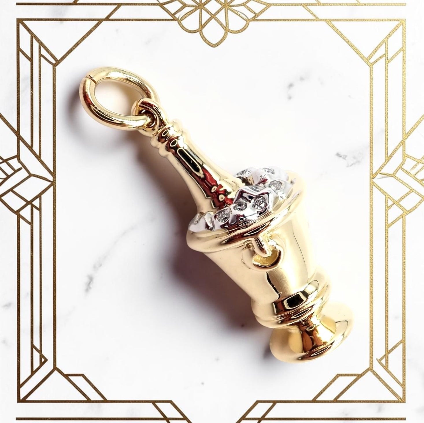 Tiffany & Co. Jewelry & Watches:Fine Jewelry:Necklaces & Pendants Tiffany & Co. 18k Yellow + White Gold Champagne Bucket Diamond Pendant Charm