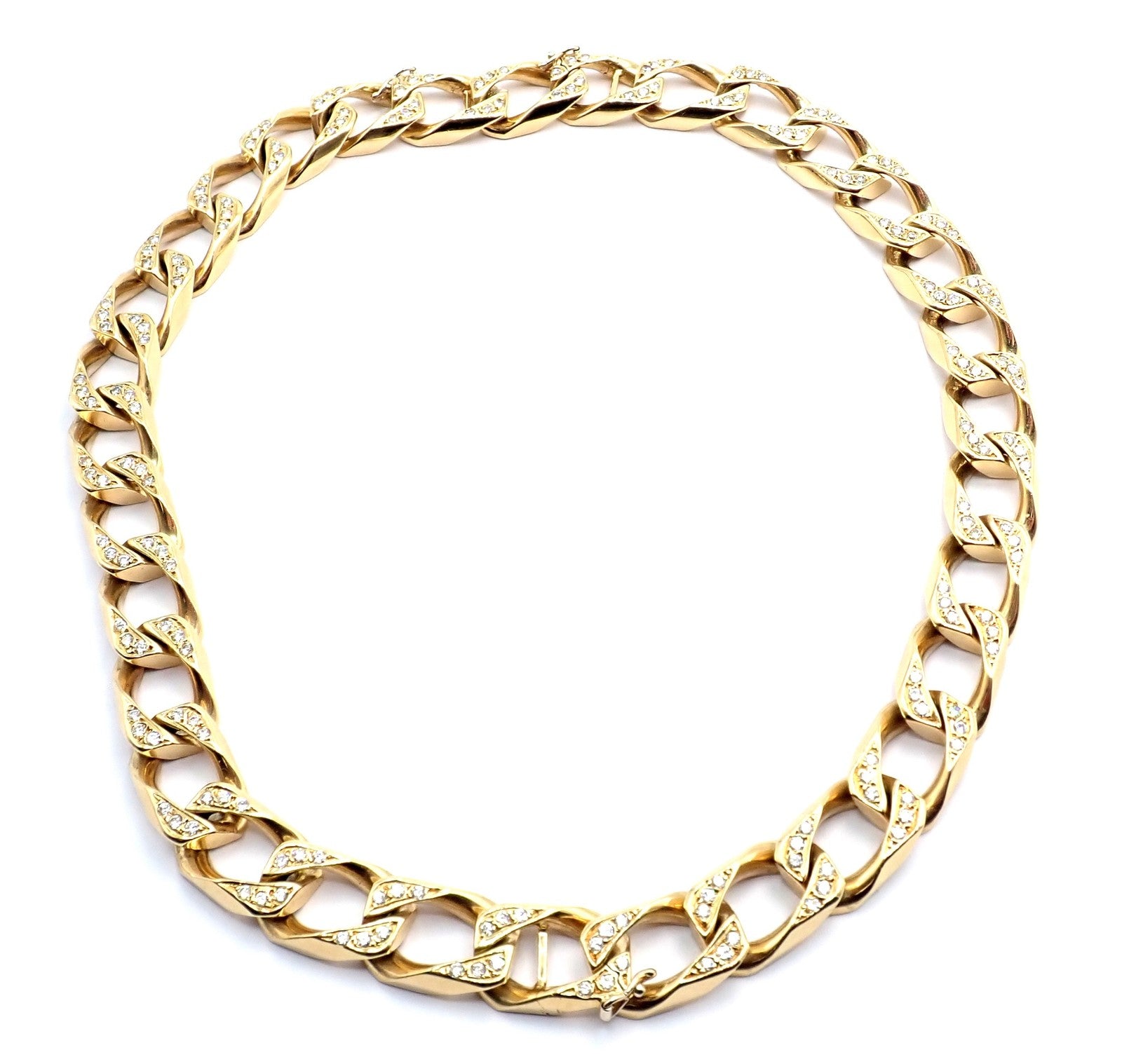 Authentic! Bvlgari Bulgari 18k Yellow Gold Diamond Two Link Bracelets Necklace | Fortrove