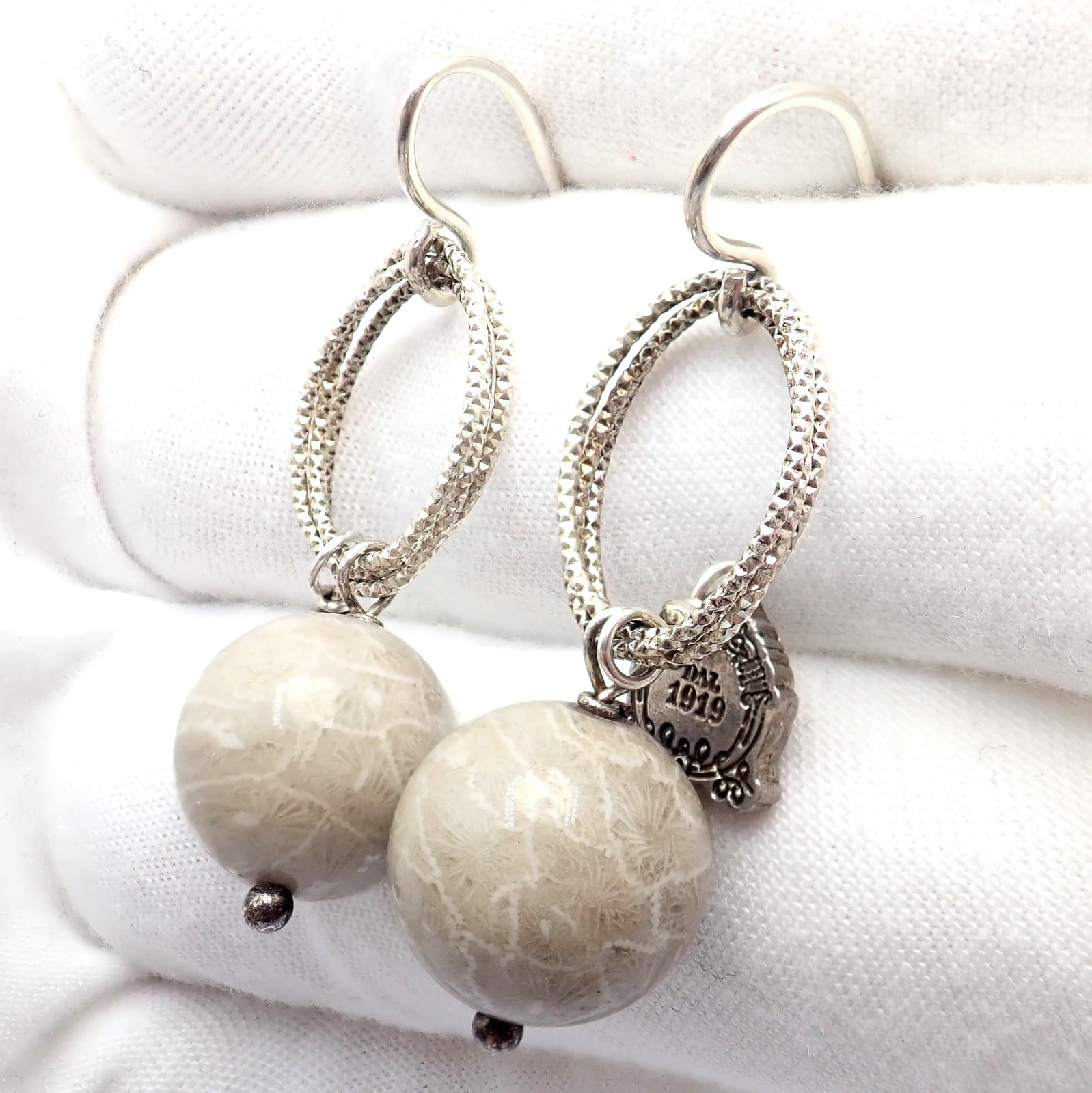 Buccellati Jewelry & Watches:Fine Jewelry:Earrings Rare! Mario Buccellati Free Time Silver Oval River Stone Earrings