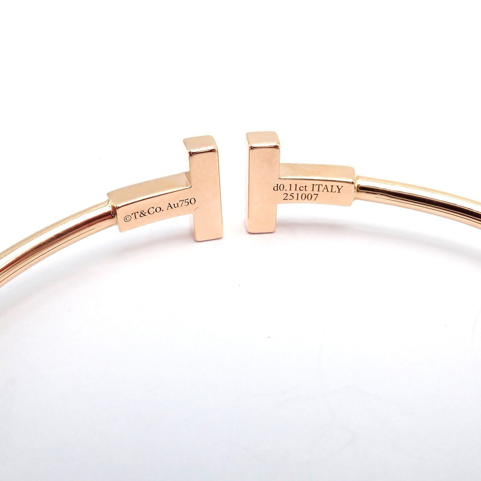 Tiffany & Co. Jewelry & Watches:Fine Jewelry:Bracelets & Charms Authentic! Tiffany & Co 18k Rose Gold Diamond T Wire Mother of Pearl Bracelet