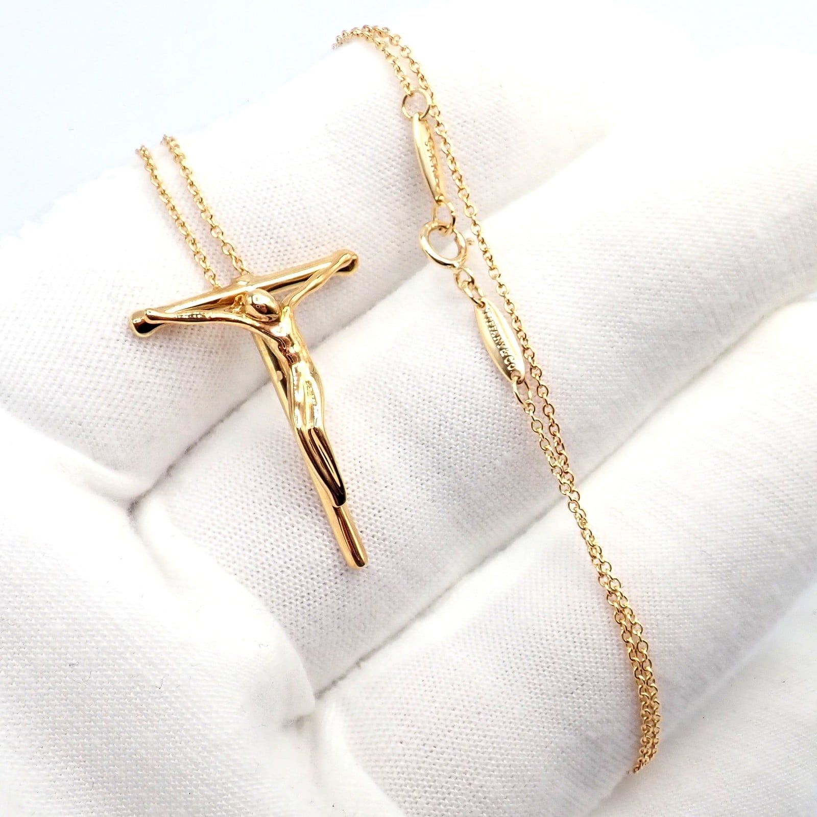 Tiffany & Co. Jewelry & Watches:Fine Jewelry:Necklaces & Pendants Vintage! Tiffany & Co Peretti 18k Gold Jesus Rosary Cross Pendant Necklace