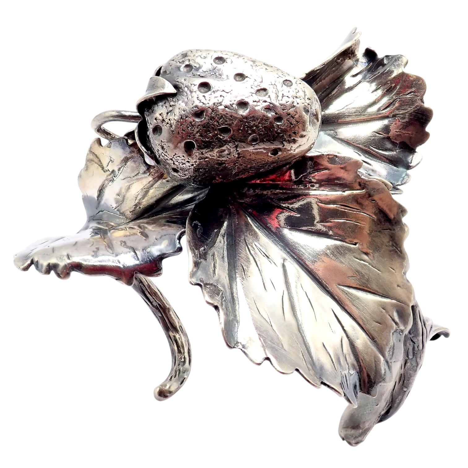 Buccellati Jewelry & Watches:Fine Jewelry:Bracelets & Charms Rare! Vintage Mario Buccellati Silver Strawberry Leaf Branch Cuff Bracelet