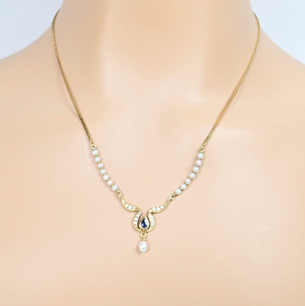H. Stern Jewelry & Watches:Fine Jewelry:Necklaces & Pendants Rare Authentic H. Stern 18k Yellow Gold Diamond Sapphire Teardrop Pearl Necklace