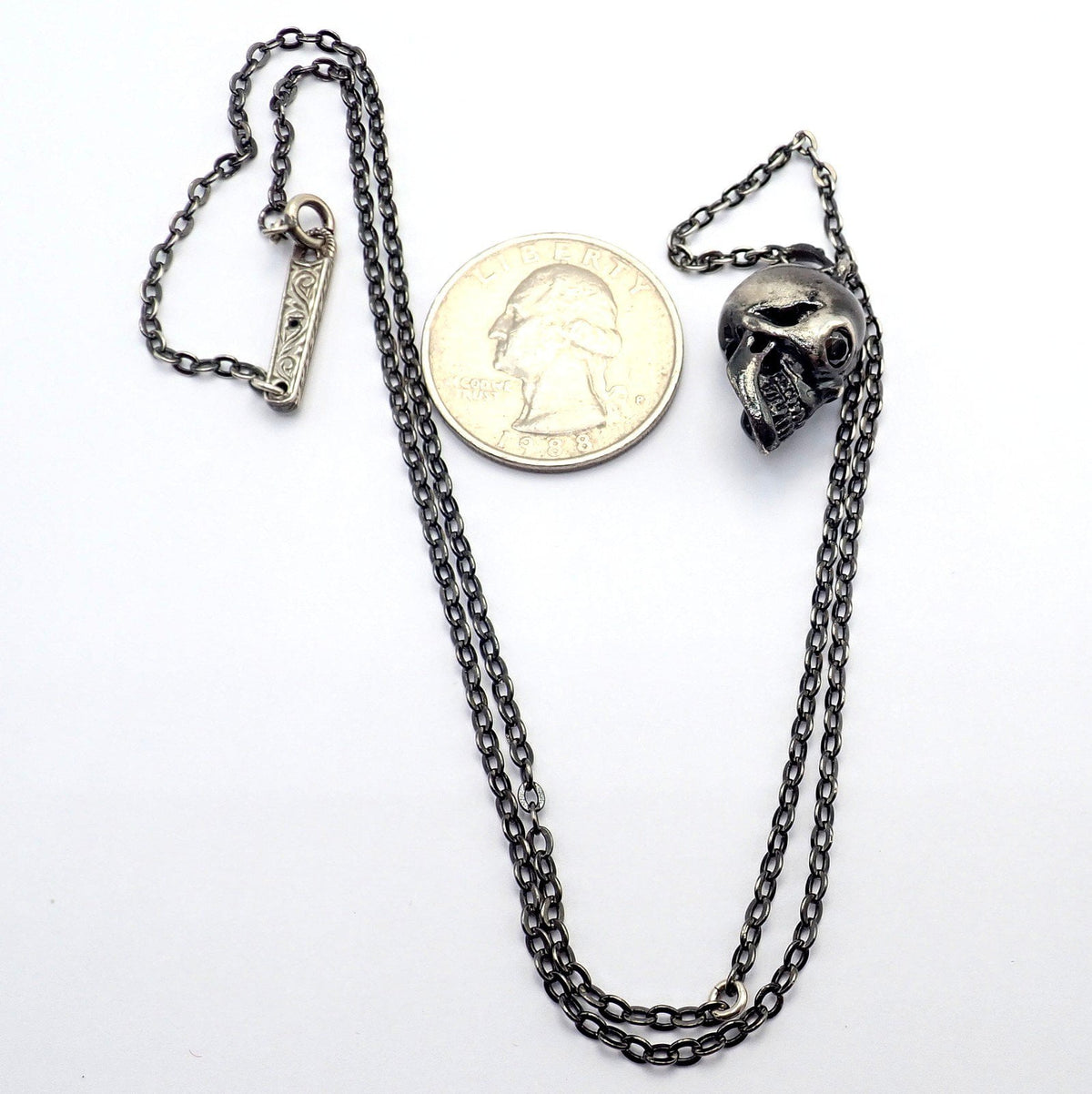 Loree Rodkin Jewelry & Watches:Fine Jewelry:Necklaces & Pendants Rare! Vintage Loree Rodkin Blackened Silver Charming Skull Necklace 20"