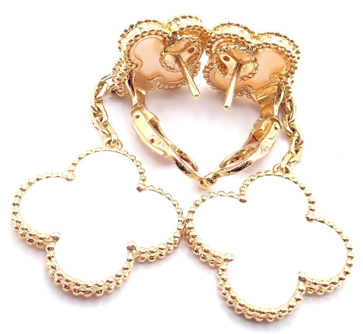 Van Cleef & Arpels Jewelry & Watches:Fine Jewelry:Earrings Van Cleef & Arpels 18k Yellow Gold Magic Alhambra Mother Of Pearl Earrings Paper