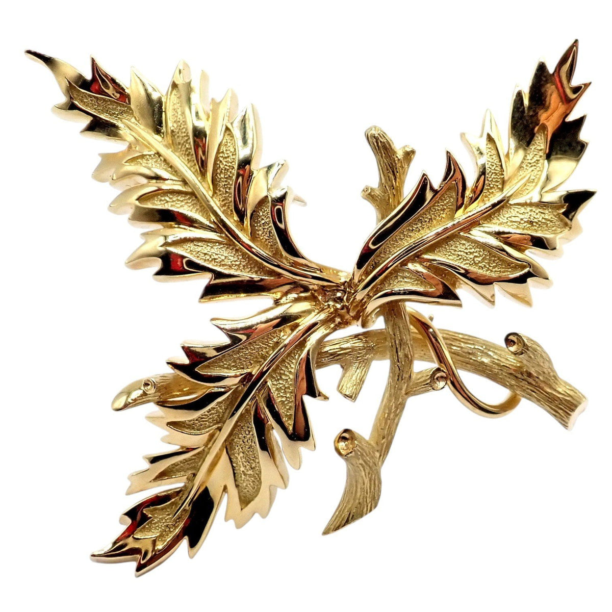 Tiffany & Co. Jewelry & Watches:Fine Jewelry:Brooches & Pins Vintage Tiffany & Co Schlumberger 18k Yellow Gold Large Leaf Brooch Pin